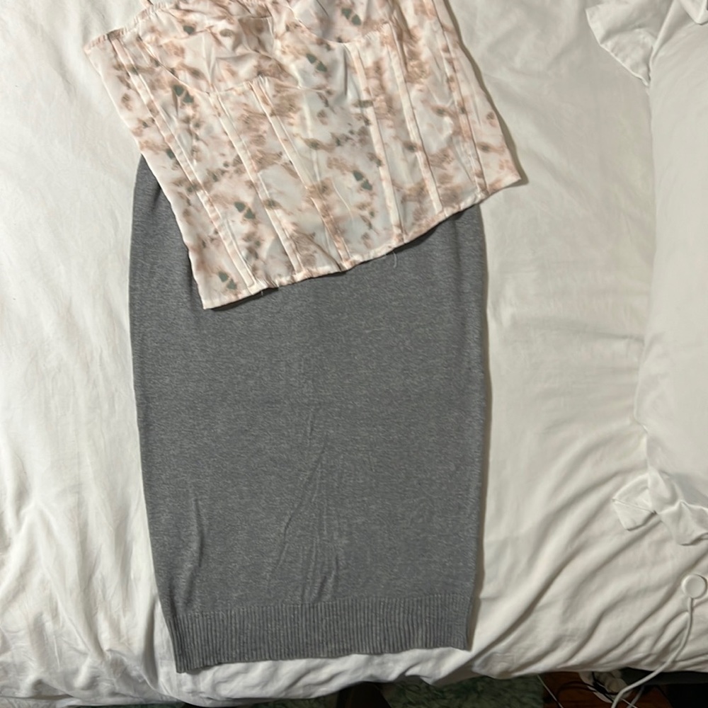 Silence + Noise Knit Pencil Skirt - Gray